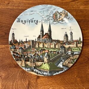 Vintage Schrobenhausen Germany Collector Plate - Augsburg Scene 7.5"